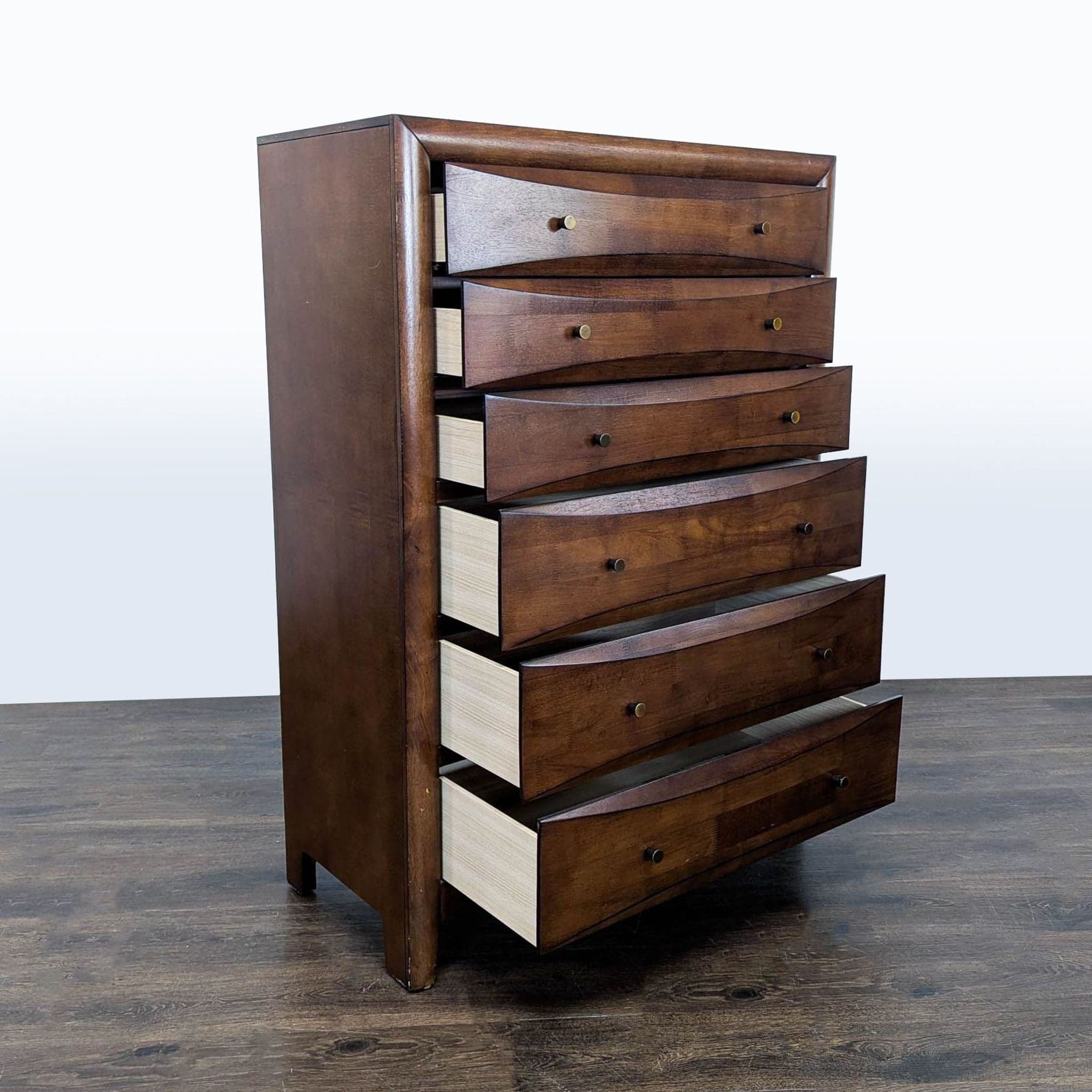 Coaster 6-Drawer Tall Wood Dresser in Walnut Finish - Thumbnail 2