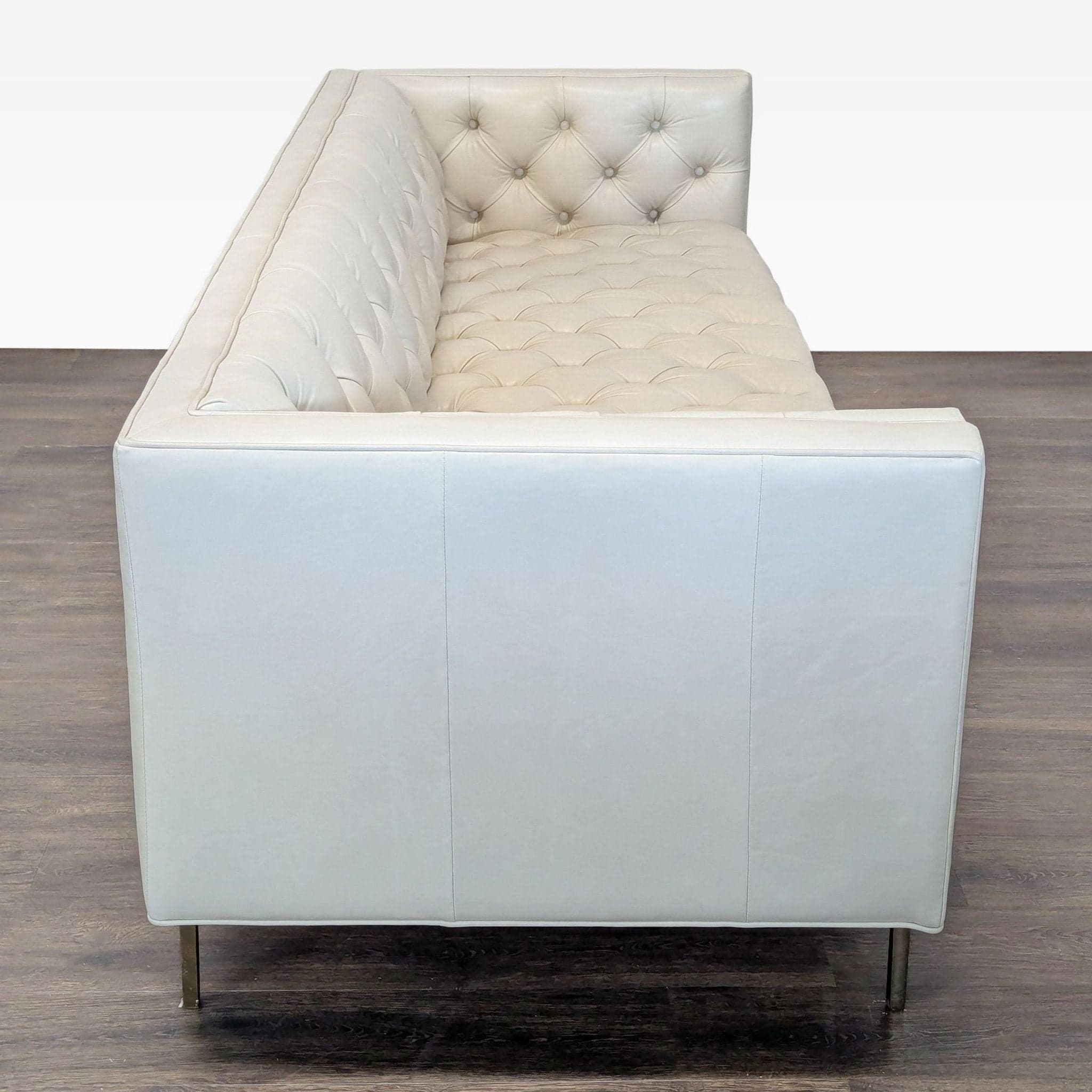 Elite Leather Mila Company Modern 3-Seat Tufted White Leather Sofa - Thumbnail 9