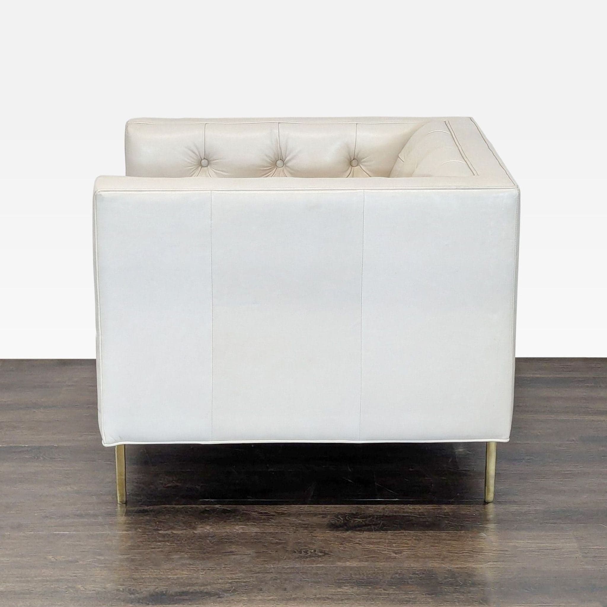 Elite Leather Mila Chair – Grotto Ivory Leather, Tufted Modern Accent Chair - Thumbnail 5