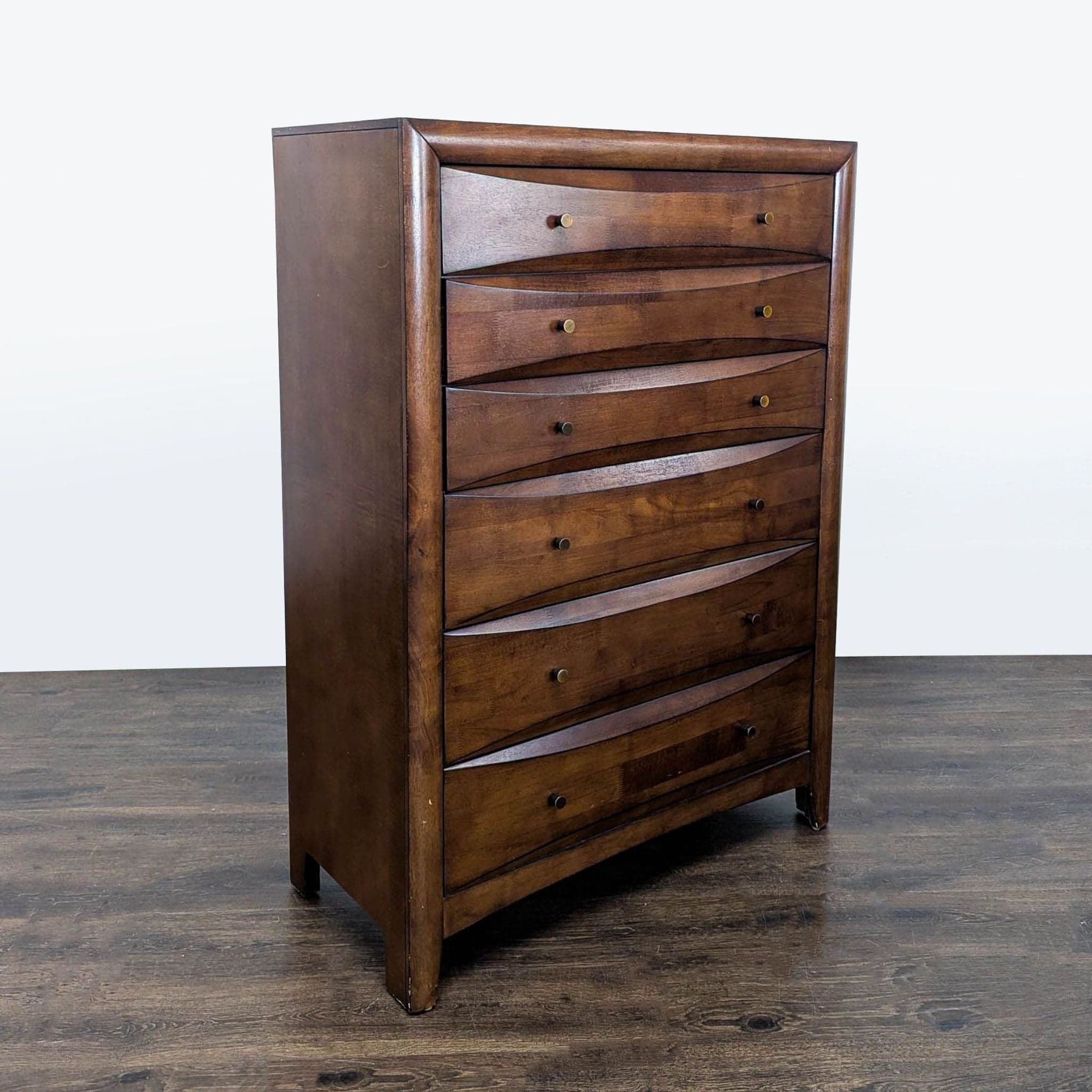 Coaster 6-Drawer Tall Wood Dresser in Walnut Finish - Thumbnail 3