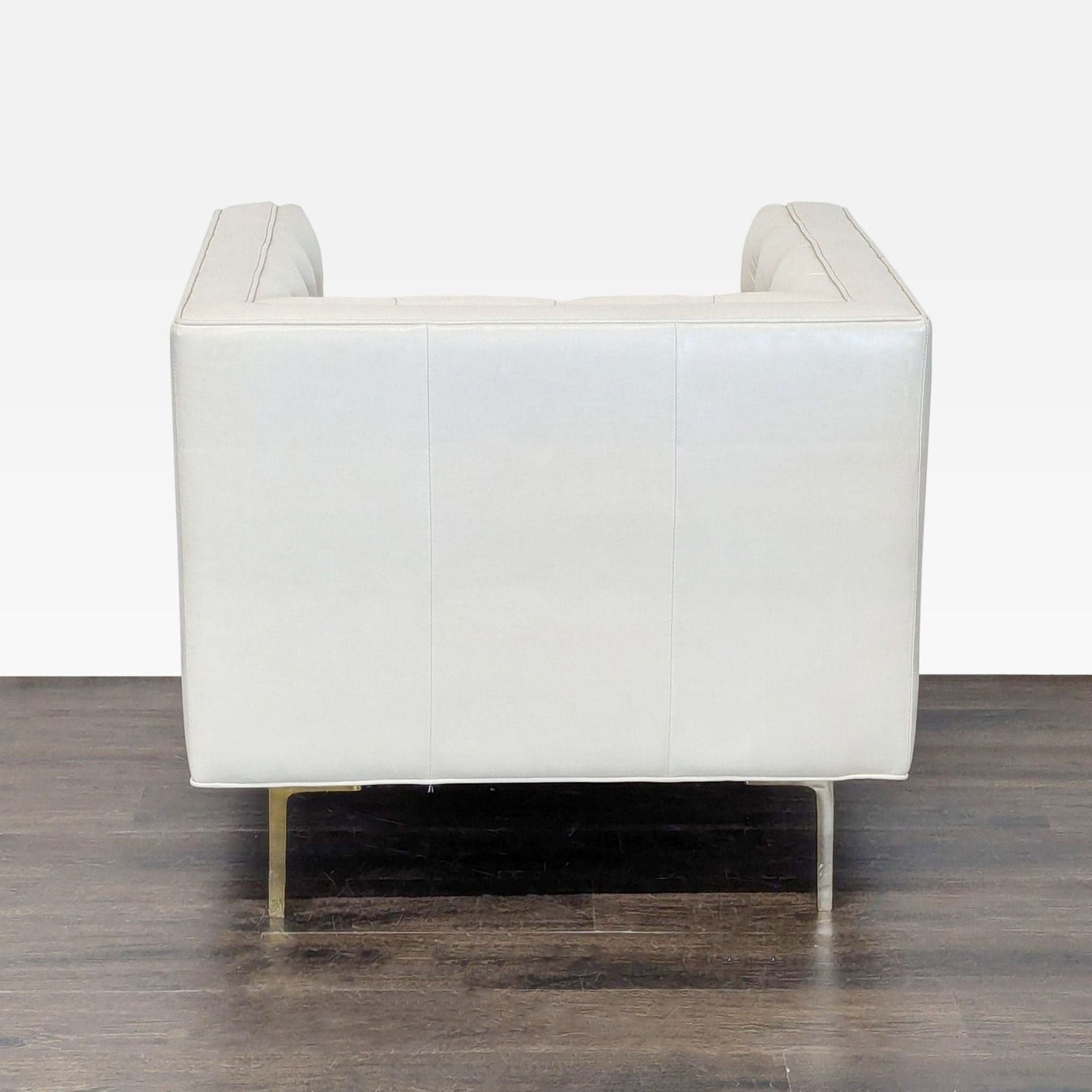 Elite Leather Mila Chair – Grotto Ivory Leather, Tufted Modern Accent Chair - Thumbnail 4