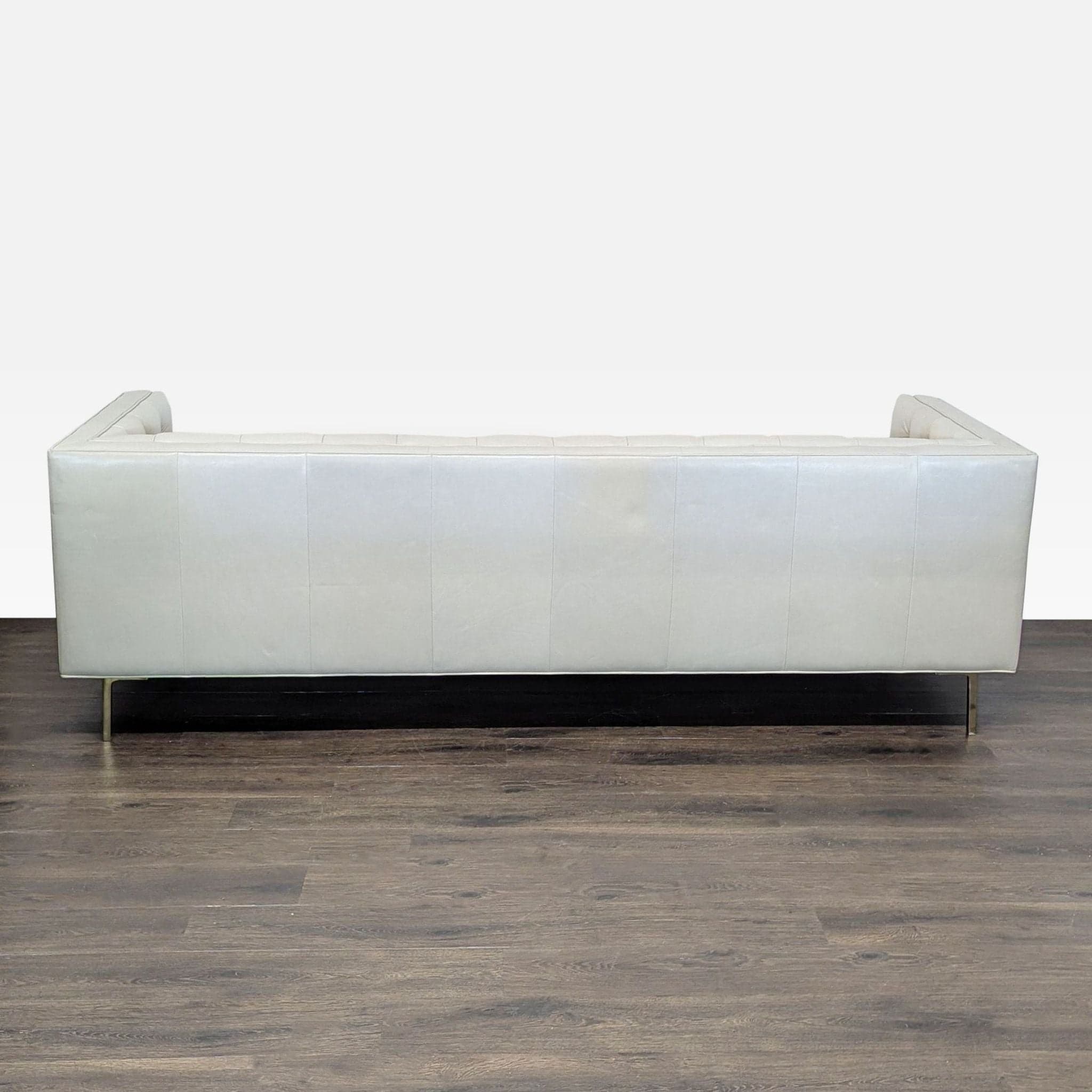 Elite Leather Mila Company Modern 3-Seat Tufted White Leather Sofa - Thumbnail 3