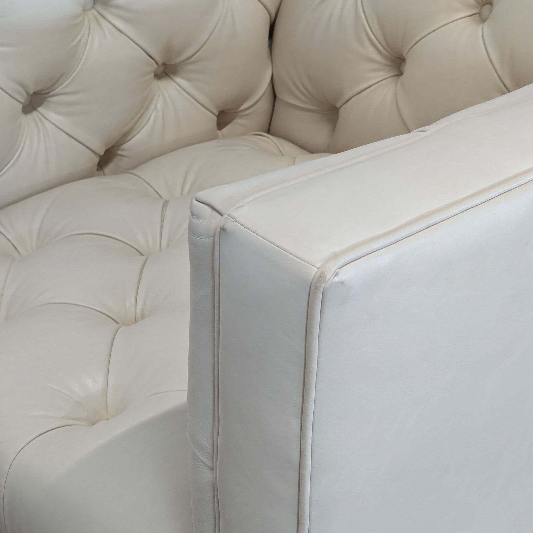 Elite Leather Mila Chair – Grotto Ivory Leather, Tufted Modern Accent Chair - Thumbnail 6
