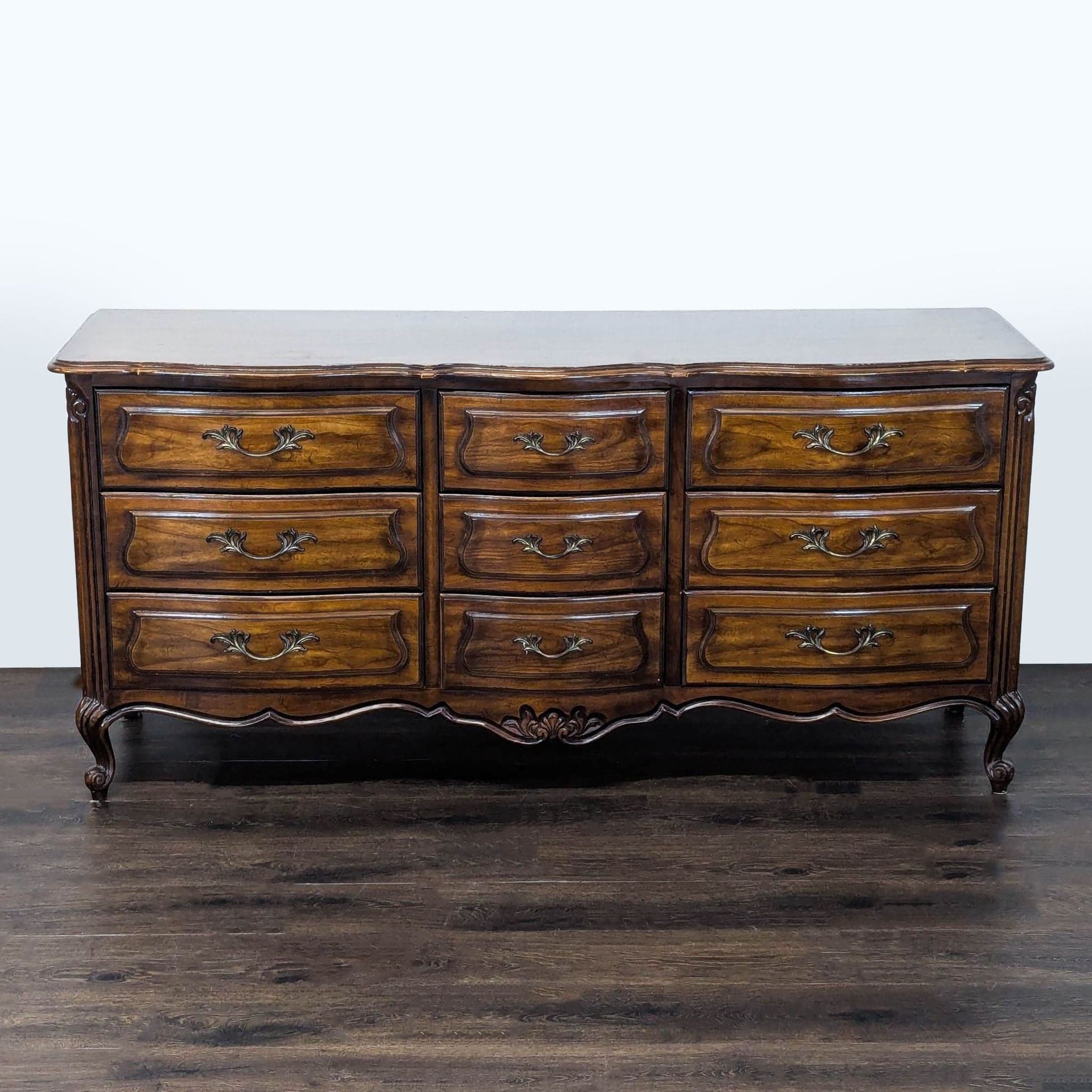 Drexel Touraine Nine-Drawer Dresser with Ornate Detailing - Image 1
