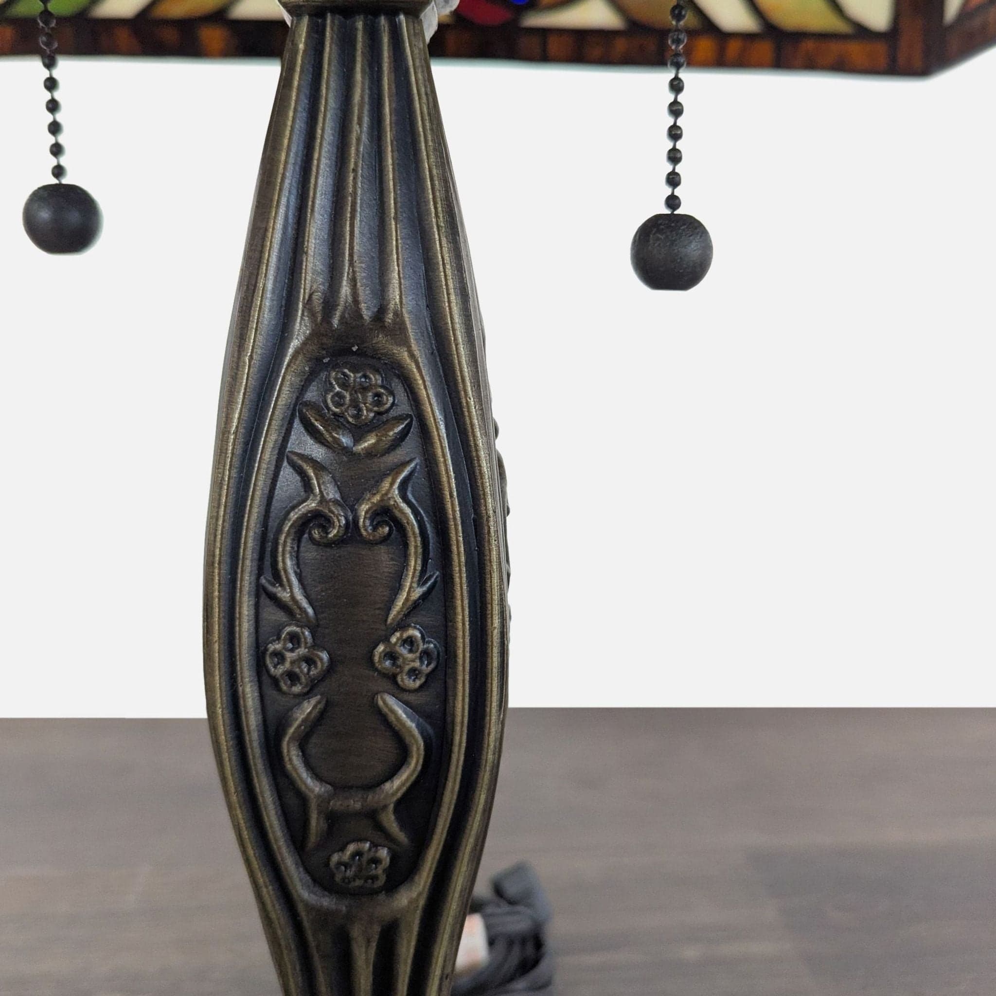 Stained Glass Table Lamp with Ornate Decorative Base - Thumbnail 7