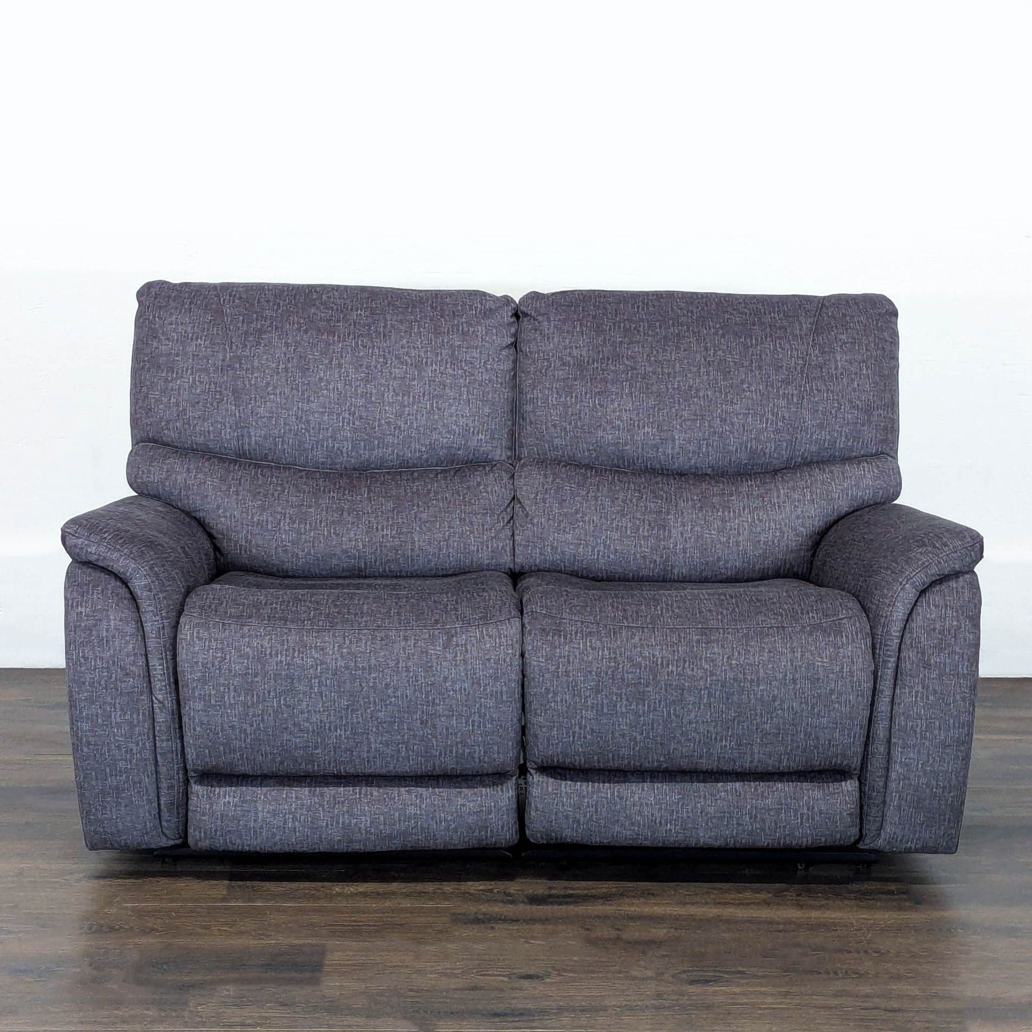Living Spaces Nash Electric Reclining Loveseat Sofa in Gray Fabric - Comfortable 2-Seater - Image 1