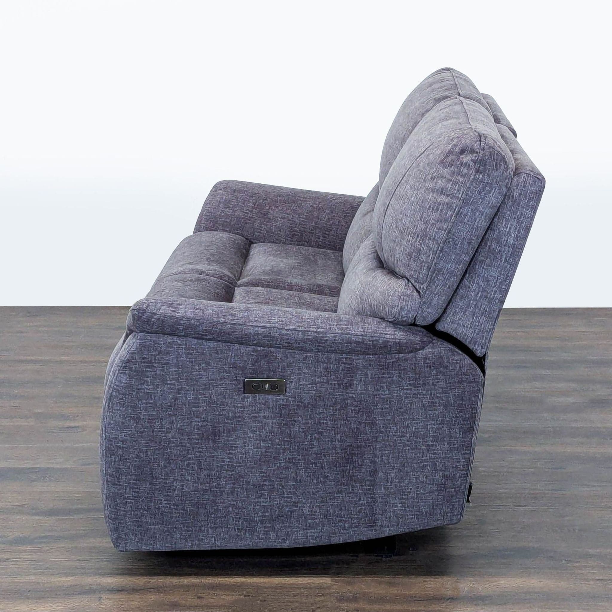 Living Spaces Nash Electric Reclining Loveseat Sofa in Gray Fabric - Comfortable 2-Seater - Thumbnail 6