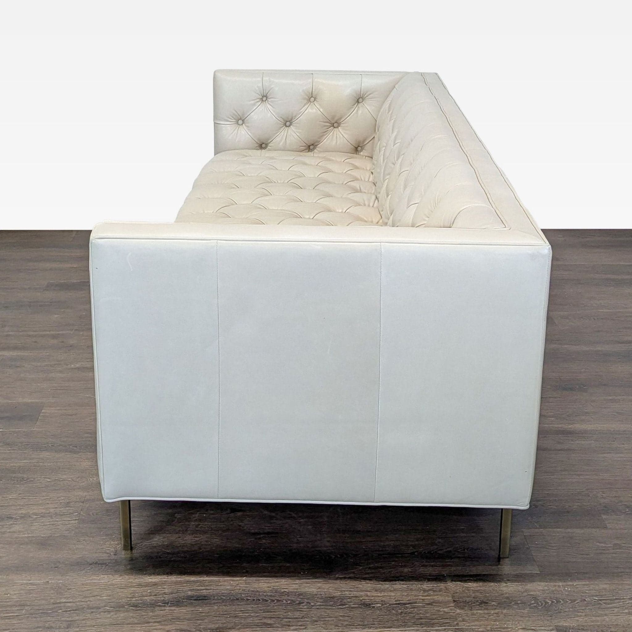 Elite Leather Mila Company Modern 3-Seat Tufted White Leather Sofa - Thumbnail 4