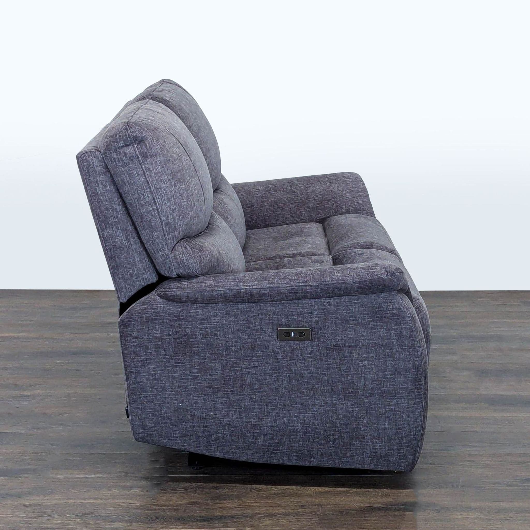 Living Spaces Nash Electric Reclining Loveseat Sofa in Gray Fabric - Comfortable 2-Seater - Thumbnail 4