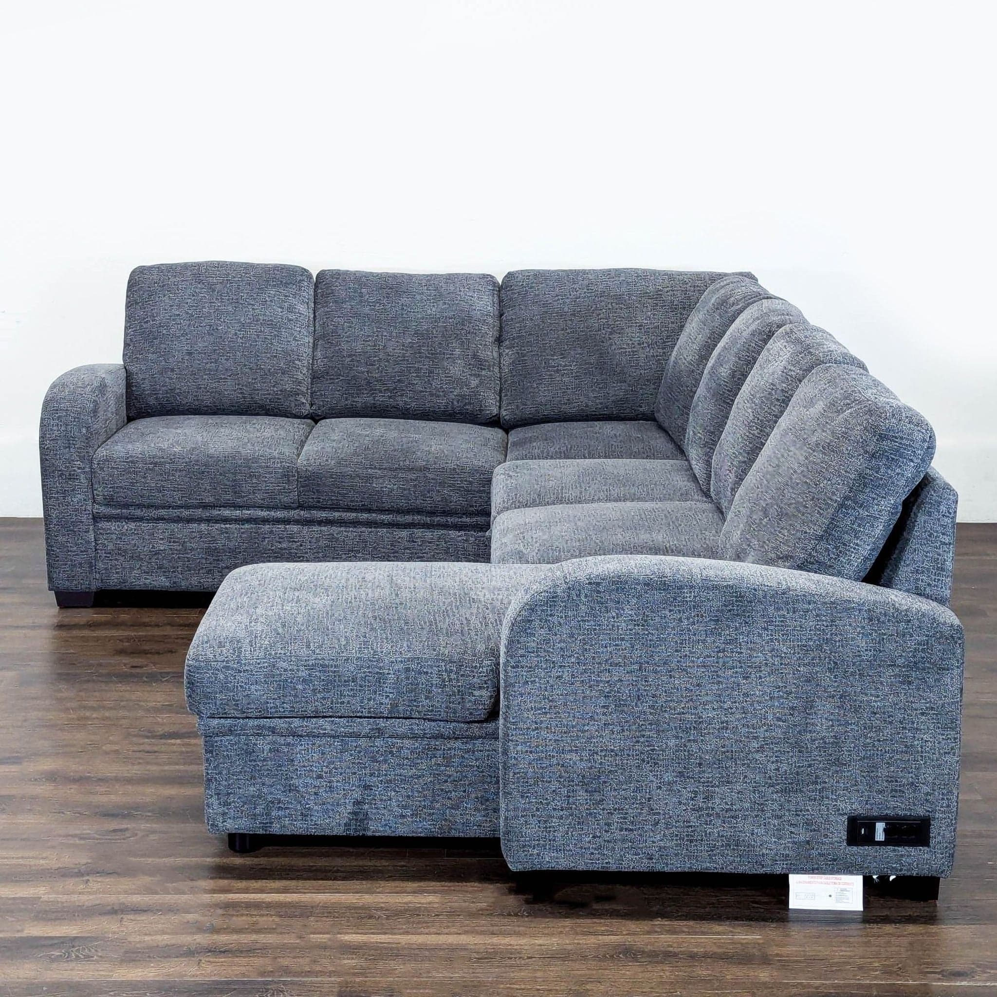 Lifestyle Solutions Edgewood Modern Gray Sectional Sofa with Storage and Built-In Power Outlet - Thumbnail 7