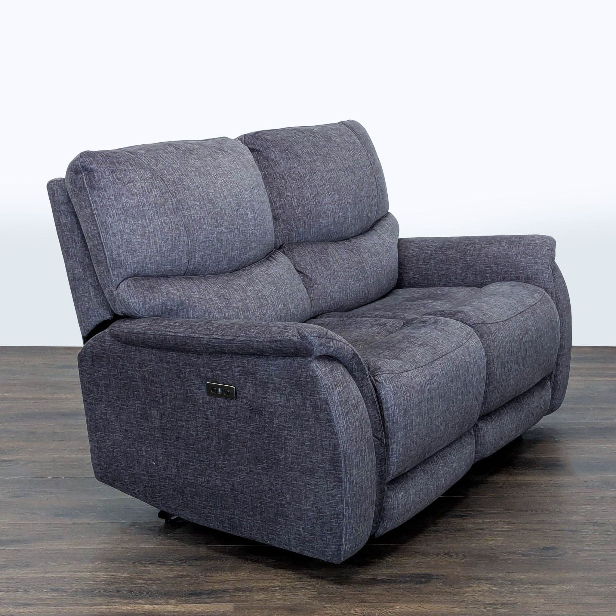 Living Spaces Nash Electric Reclining Loveseat Sofa in Gray Fabric - Comfortable 2-Seater - Thumbnail 3