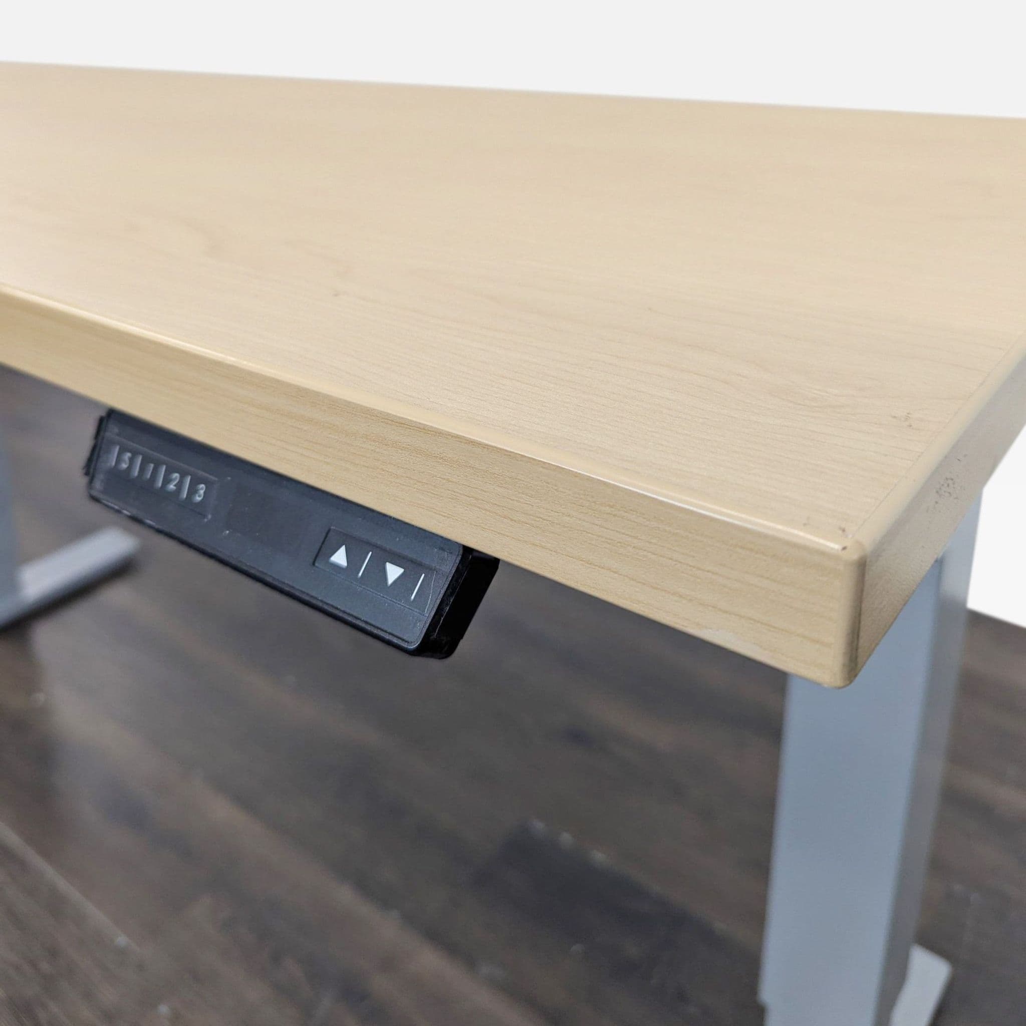 Logic Data Electric Adjustable Height Desk with Light Wood Top - Thumbnail 3
