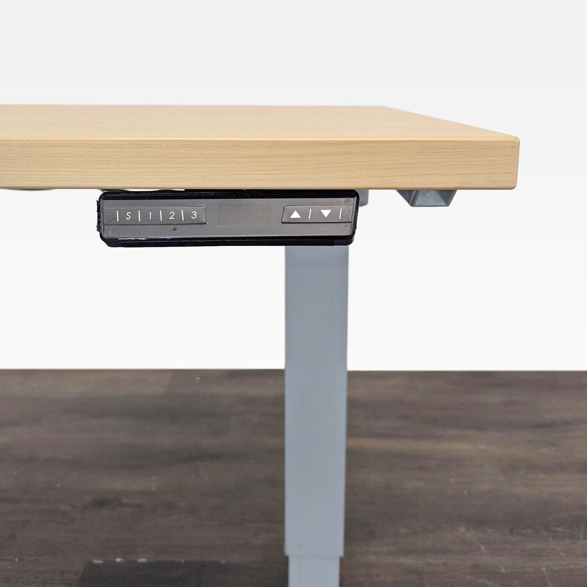 Logic Data Electric Adjustable Height Desk with Light Wood Top - Thumbnail 2