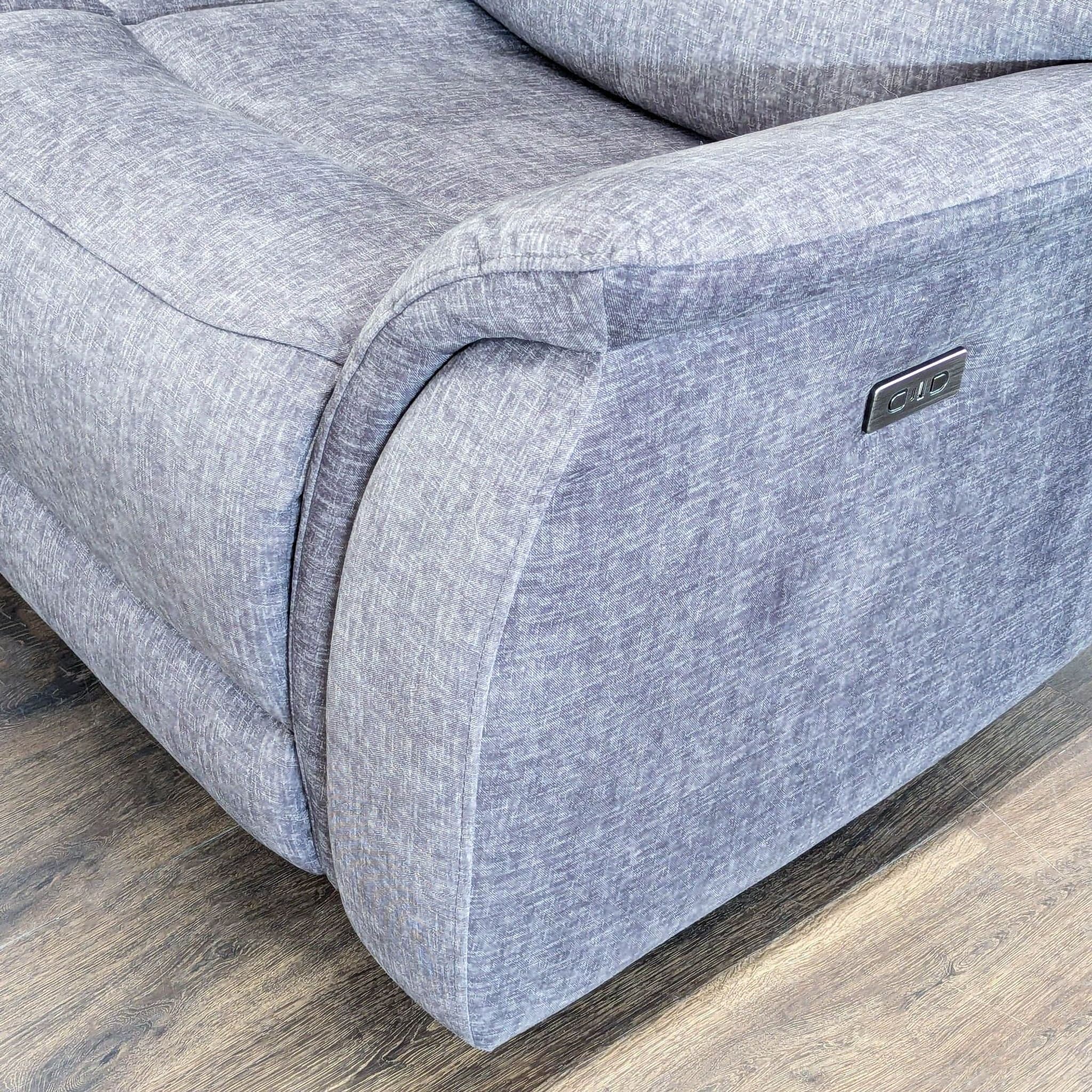 Living Spaces Nash Electric Reclining Loveseat Sofa in Gray Fabric - Comfortable 2-Seater - Thumbnail 7