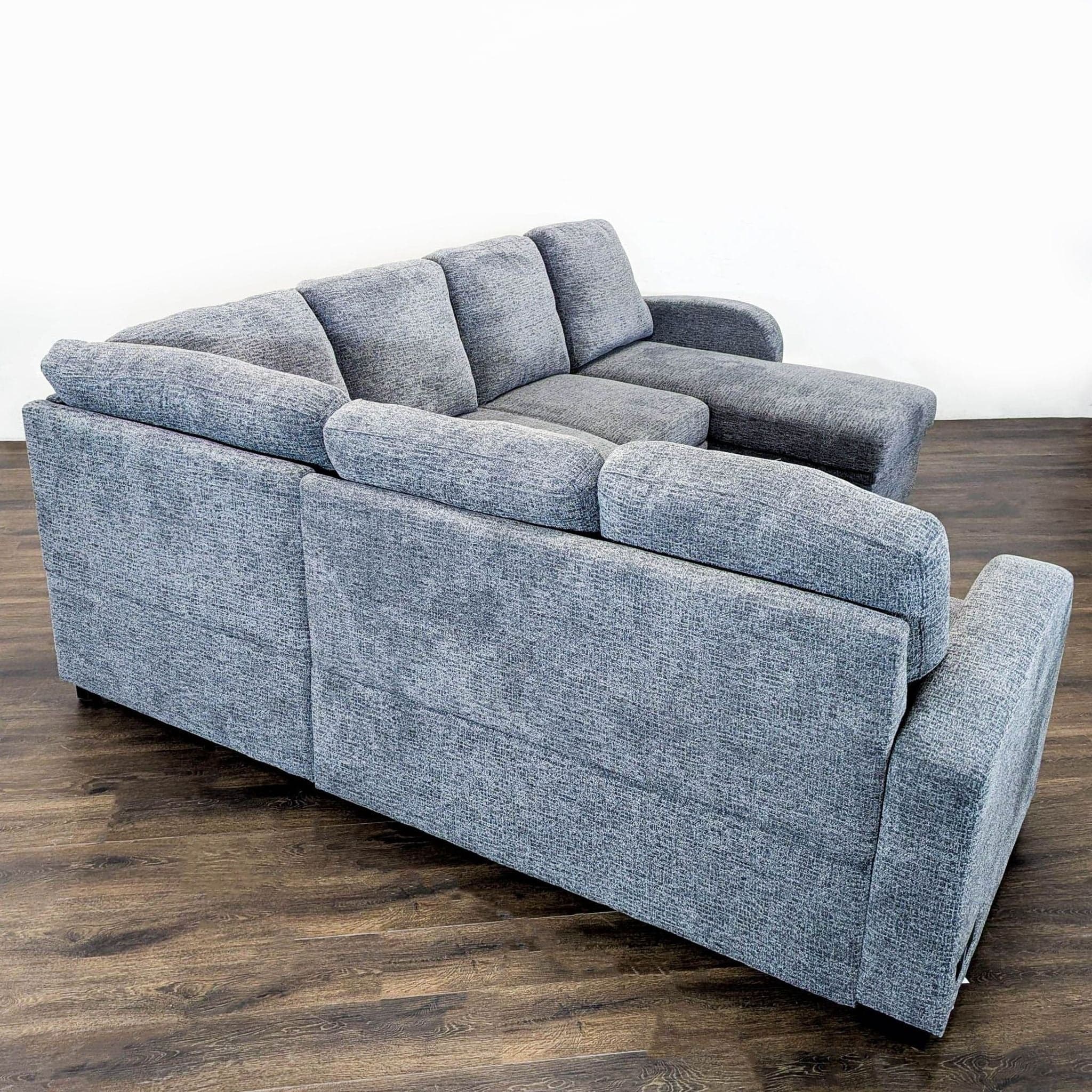 Lifestyle Solutions Edgewood Modern Gray Sectional Sofa with Storage and Built-In Power Outlet - Thumbnail 4