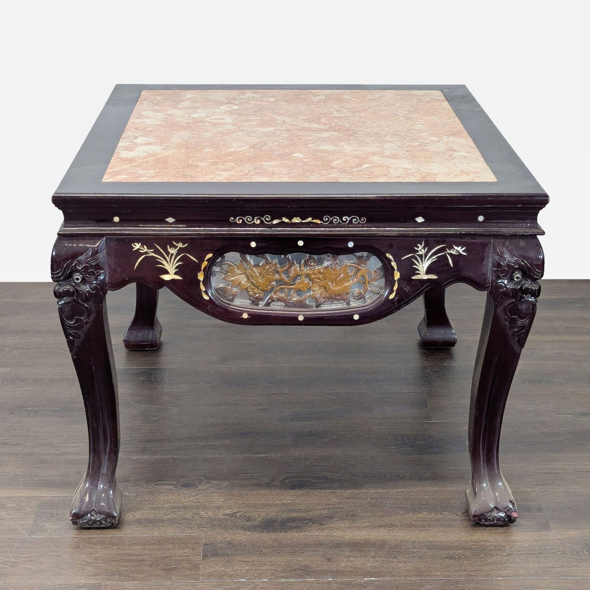 Vintage Chinese Marble Top End Table - Thumbnail 2