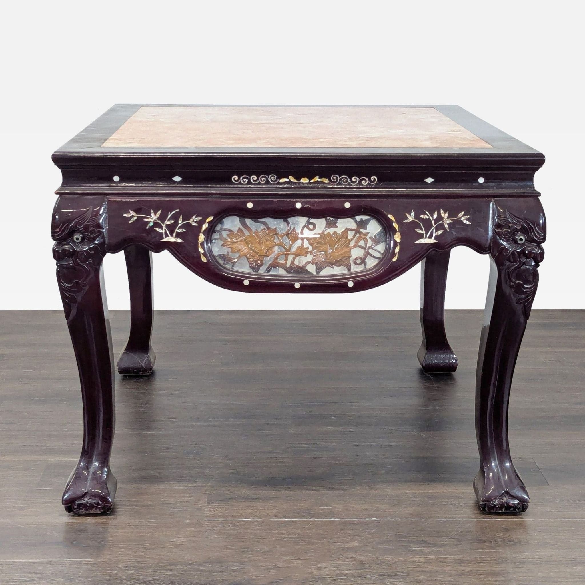 Vintage Chinese Marble Top End Table - Thumbnail 4