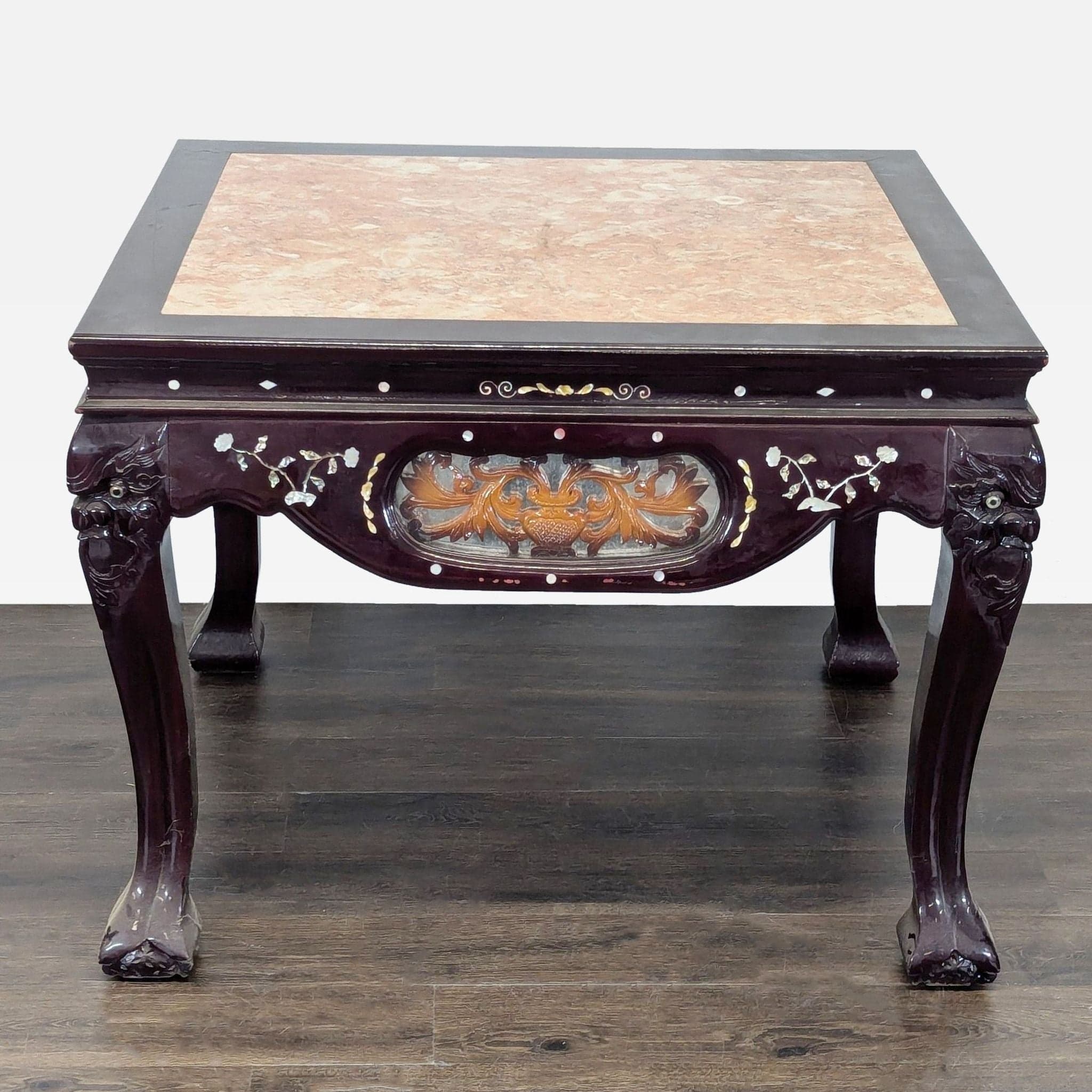 Vintage Chinese Marble Top End Table - Image 1