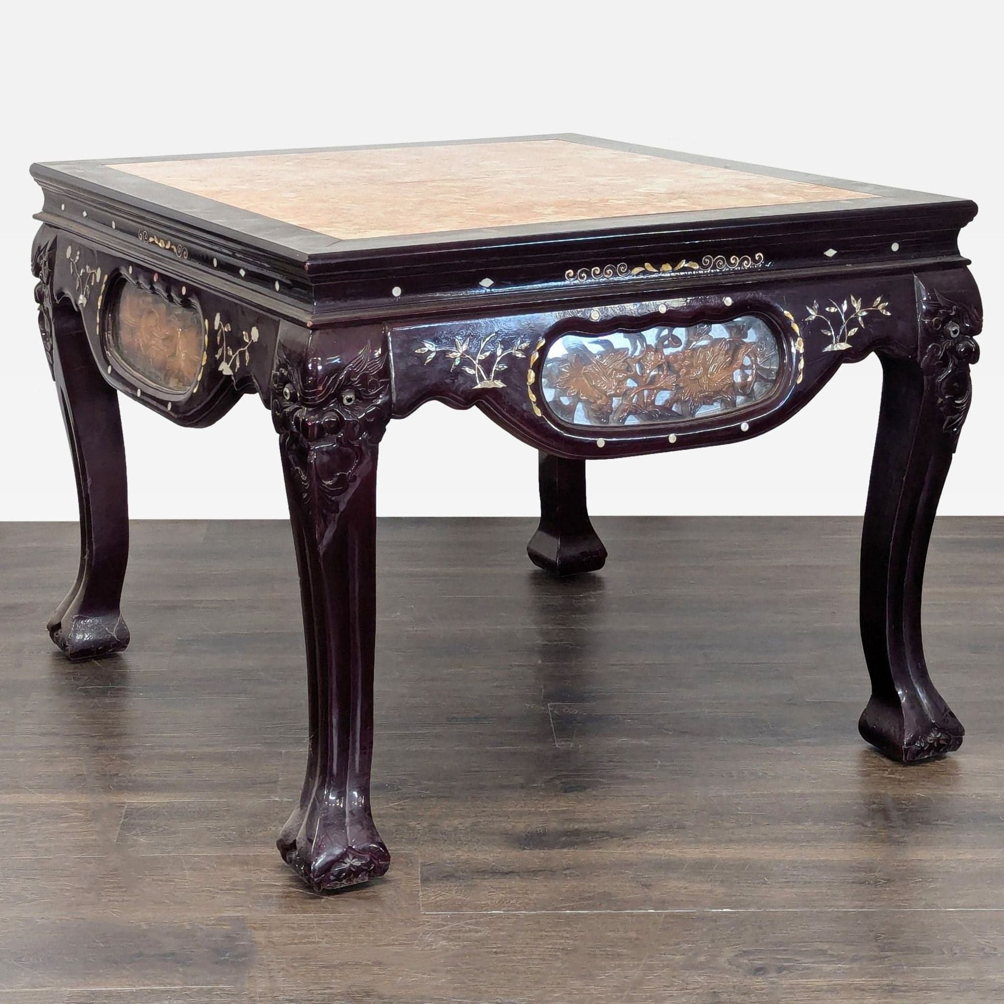 Vintage Chinese Marble Top End Table - Thumbnail 3