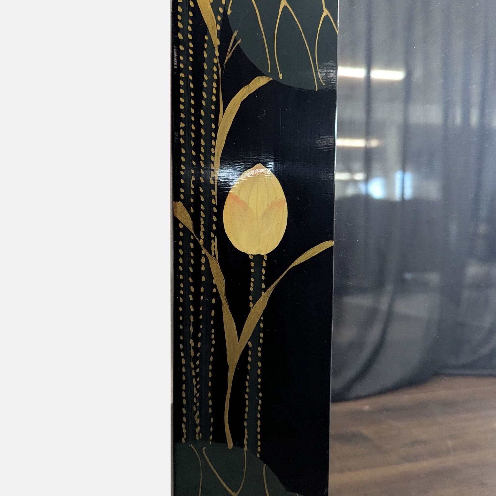 Asian Inspired Lacquered Wood Framed Mirror - Thumbnail 5