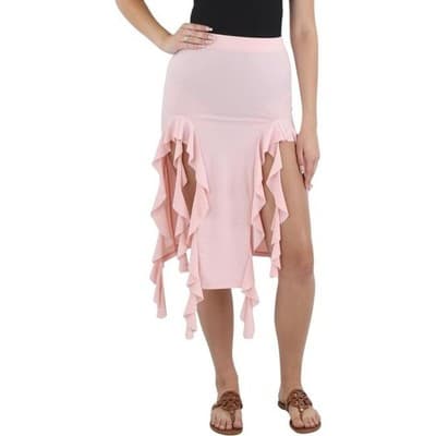 Aqua Lettuce Front Slits Midi Skirt Rose‎ L - Image 1