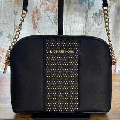 Michael Kors Black Cindy Micro Studded Crossbody - Image 1