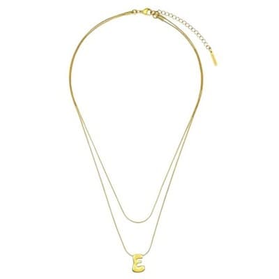 Unwritten x moda Sport Silver Tone Water Resistant Initial Layered Necklace E - Image 1