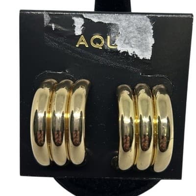 AQUA Triple Row Shield Drop Earrings In 14k Gold Plated - Thumbnail 2