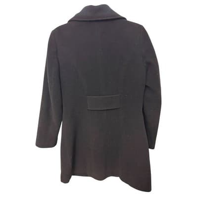 Nautica Women's Black Collared Button Front Wool Blend Coat Size Medium - Thumbnail 2