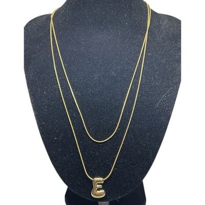 Unwritten x moda Sport Silver Tone Water Resistant Initial Layered Necklace E - Thumbnail 2