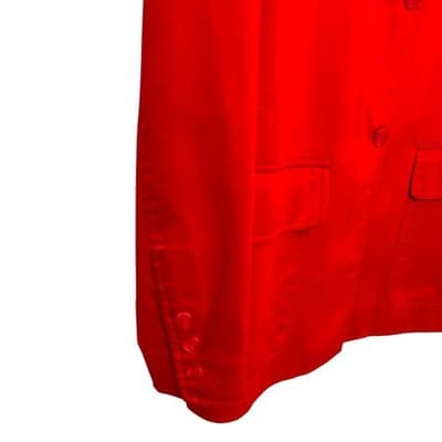 Neiman Marcus Red Cotton Blazer Jacket Size 12 Button Front Pockets - Thumbnail 3