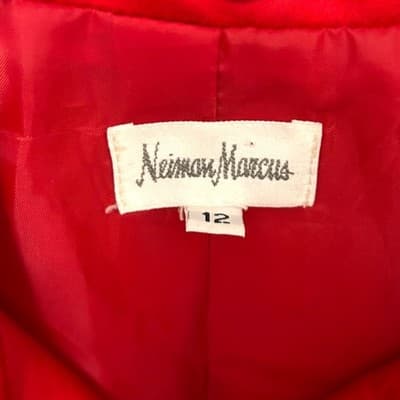 Neiman Marcus Red Cotton Blazer Jacket Size 12 Button Front Pockets - Thumbnail 5