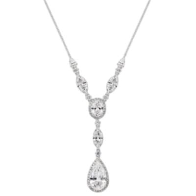 Eliot Danori Silver Tone Y Drop Necklace with Pave Crystals Elegant Sparkly - Image 1