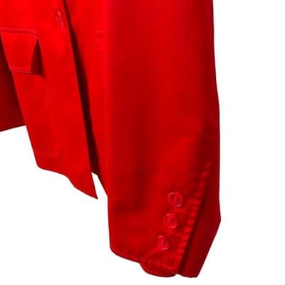 Neiman Marcus Red Cotton Blazer Jacket Size 12 Button Front Pockets - Thumbnail 4