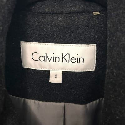 Calvin Klein Women's Double Breasted Wool Blend Peacoat Jacket Charcoal Gray 2 - Thumbnail 3