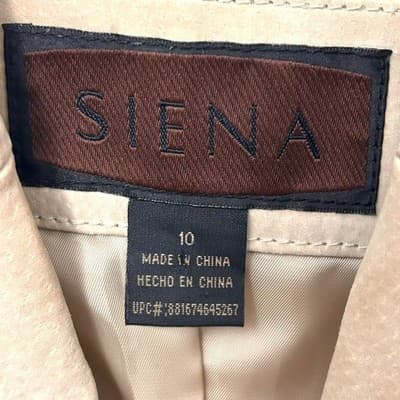 Siena Women's Tan Suede Leather Blazer Jacket Size 10 Two Button Career - Thumbnail 4