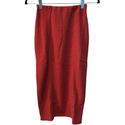 Band of the Free Ribbed Knit Orange Midi Skirt X-Small - Thumbnail 4