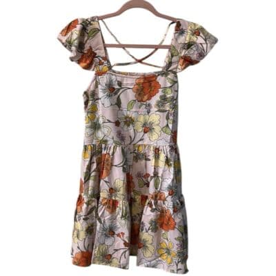 Lottie & Holly Floral Flutter Sleeve Summer Mini Dress Cottagecore Small - Image 1