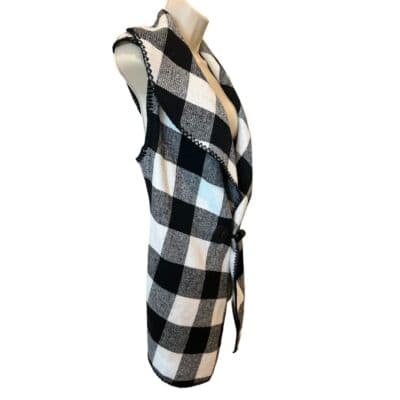 Mudpie Black & White Buffalo Check Sleeveless Vest OS - Thumbnail 4