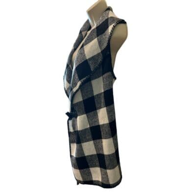 Mudpie Black & White Buffalo Check Sleeveless Vest OS - Thumbnail 5