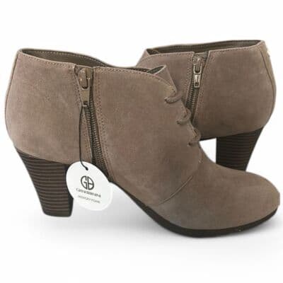 Giani Bernini Taupe Suede Ankle Boots Lace Up Heeled Booties Memory Foam 7.5M - Thumbnail 2