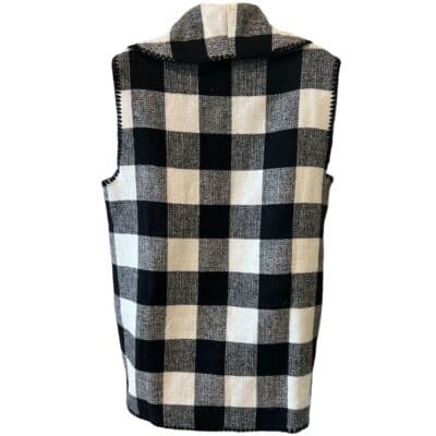 Mudpie Black & White Buffalo Check Sleeveless Vest OS - Thumbnail 6