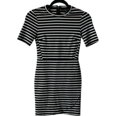 Topshop Striped Bodycon Short Sleeve Dress 2 Petite - Image 1