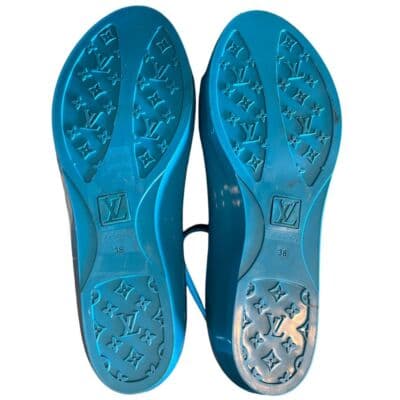 Louis Vuitton Elektrochoc Blue Rubber Sandals 38/8 - Thumbnail 8