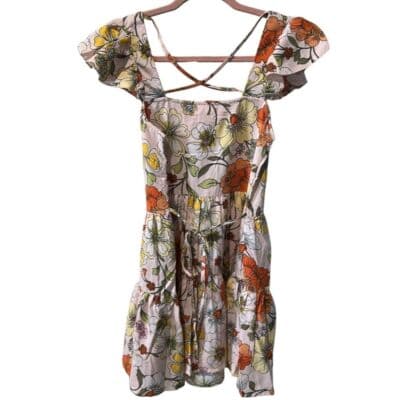 Lottie & Holly Floral Flutter Sleeve Summer Mini Dress Cottagecore Small - Thumbnail 3