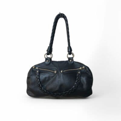 Aleya New York RARE Large Black Leather Shoulder Bag 90s/Y2K - Thumbnail 4