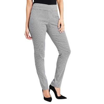 INC International Concept Tummy-Control Mid-Rise Skinny Pants Houndstooth 0 - Image 1