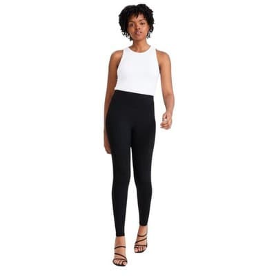 Bar III High-Waist Seamed Ponte-Knit Leggings Deep Black XS - Thumbnail 3