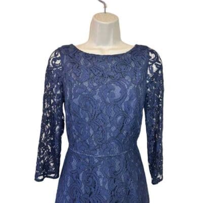 NWT J.Crew Natalia Leavers Lace Dress Navy 4 - Thumbnail 4