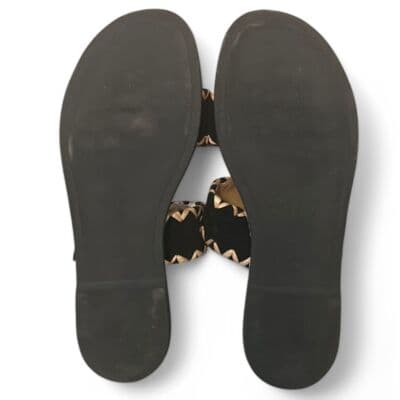 Mila Paoli Genuine Leather Sandals Double Strap Whipstitch Trim Slides Size 9 - Thumbnail 4